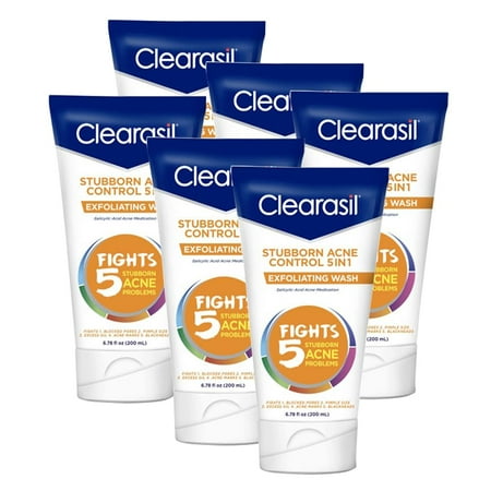 Clearasil Ultra 5in1 Exfoliating Wash, 6.78 oz. (Pack of 6)