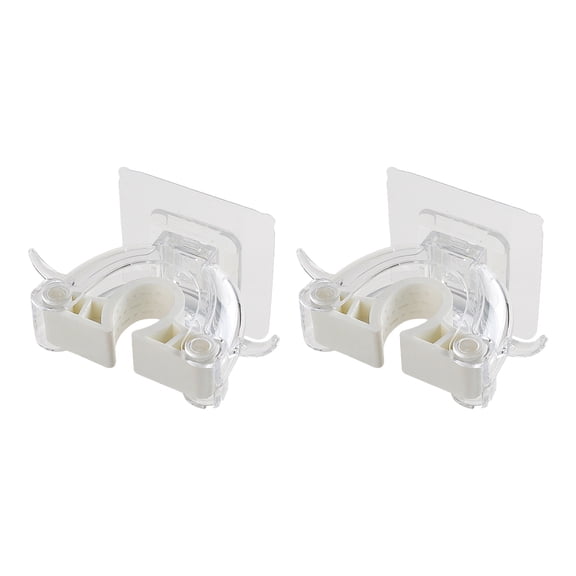 Raindrops  2 Pcs Heavy Duty Mop Clip Broom Handle Holder Hangers Whisk White