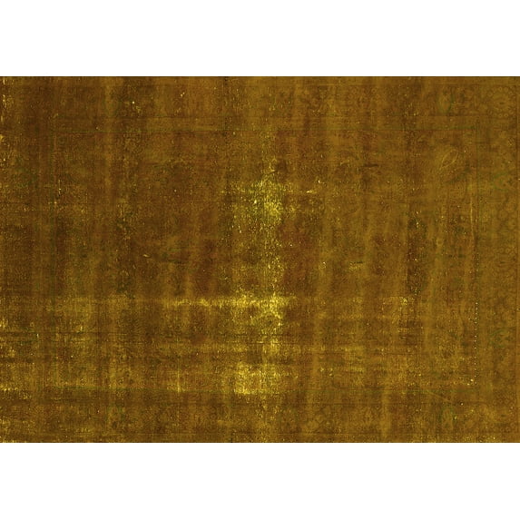 Ahgly Company Machine Washable Indoor Rectangle Oriental Yellow Industrial Area Rugs, 3' x 5'