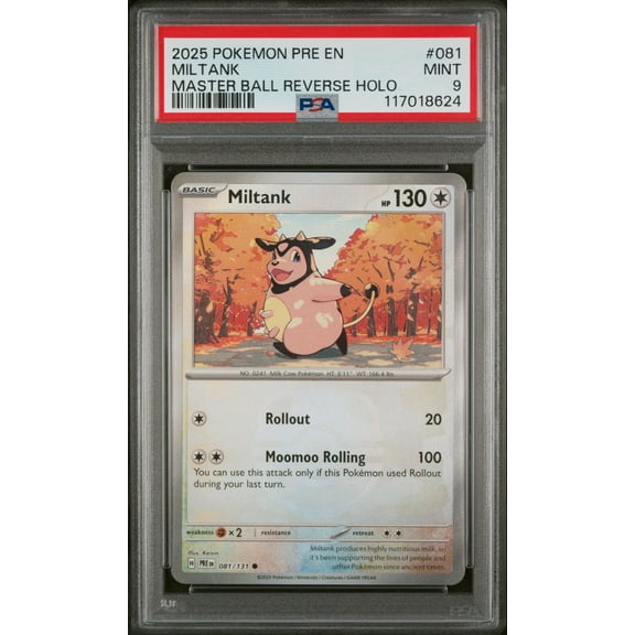 2025 Pokemon #081/131 Miltank Master Ball Reverse Holo PSA 9