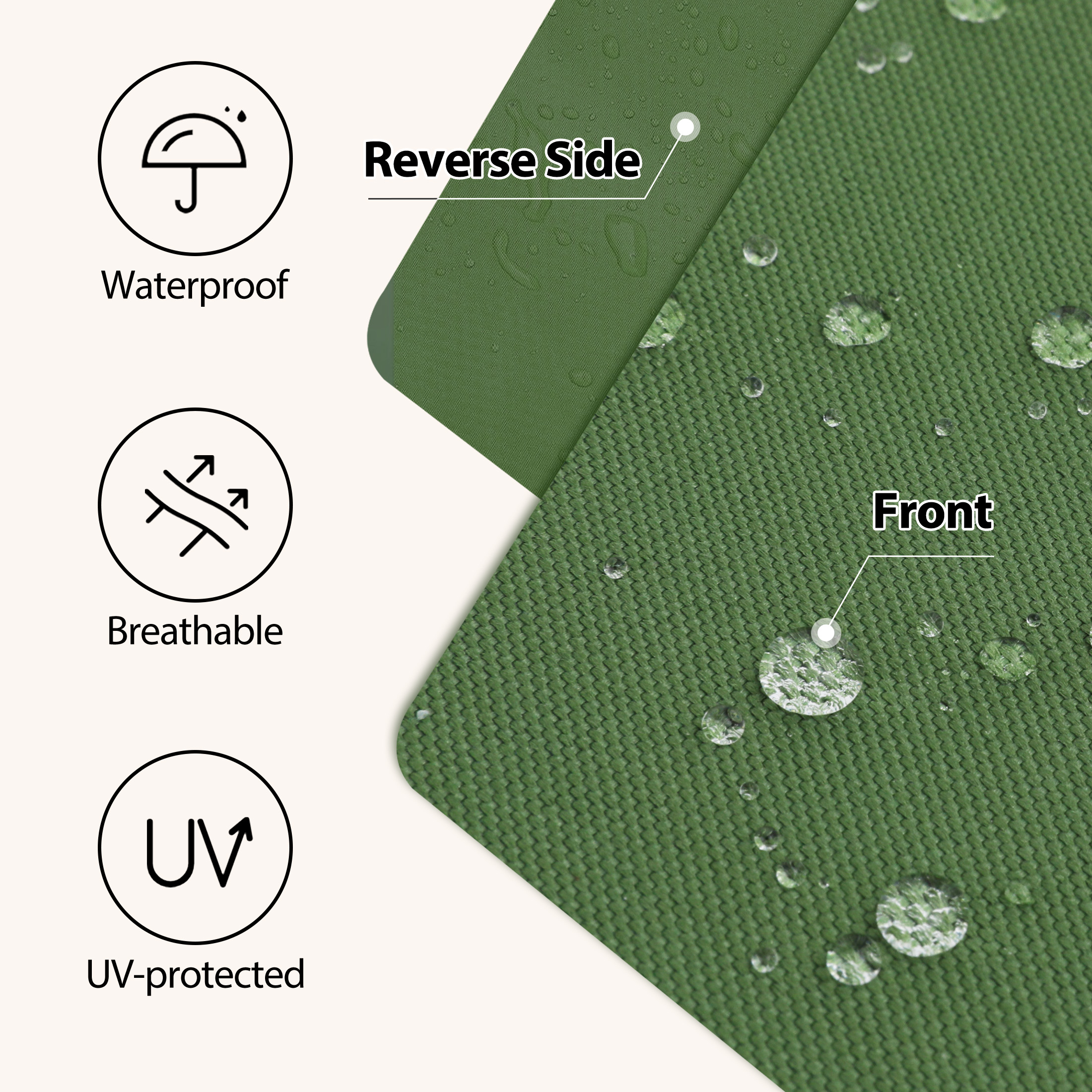 25.5x25.5 Waterproof Outdoor Deep Seat Cushion for Patio Furniture Cushion Replacement, Dark Moss Green