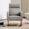 thumbnail image 6 of Nursery Chair Rocking Chair Glider Chair, Upholstered Accent Chair with Rubber Wood Legs, Comfy High Backrest, Side Pockets, Armchair for Living Room, Bedroom, 6 of 7