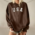 thumbnail image 4 of kayannuo Womens Tops Long Sleeve Shirts Fall Women Tops Casual Long Sleeve Letter Printing Sweatshirt Pullover Shirts Blouse Brown, 4 of 9