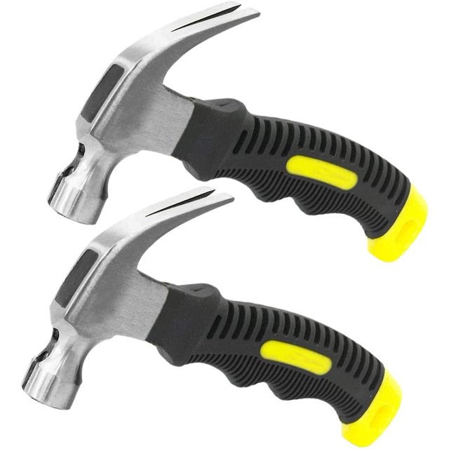 Minimartillos de garra de 230 g, martillo corto de 8 oz, con soporte magnético para clavos, mango antideslizante, martillo de garra, martillo de acero, cara rugosa (paquete de 2)