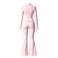 thumbnail image 4 of TZZQ Womens 2 Piece Yoga Outfits Fitted Long Sleeve Zipper Crop Jackets High Waist Elastic Flare Pants Slim Fit Casual Matching Outfits Flare Legging Workout Sets Athletic Clothing Sets Pink S, 4 of 7