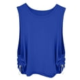 thumbnail image 4 of Bmisegm Tank Tops for Women Crew Neck Ruched Side Tanks Workout Sport Athletic Yoga Running Gym Loose Crop Sleeveless Shirts Blue XL, 4 of 6