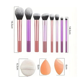 thumbnail image 3 of 11 pzs Brochas De Maquillaje Base Profesional Kit Con Esponja tonos Belug, Rosa, 3 of 5