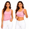 thumbnail image 2 of Mfakffe Womens Tank Tops with Built In Bras Casual Workout Sleeveless Racerback Shirts Comfy Yoga Camisole Tops Undershirt (Pink, L), 2 of 5