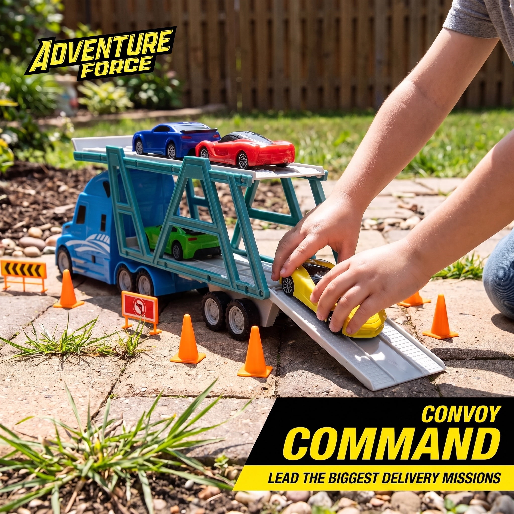 Adventure Force Mega Transporter Vehicle Play Set, 12 Pieces