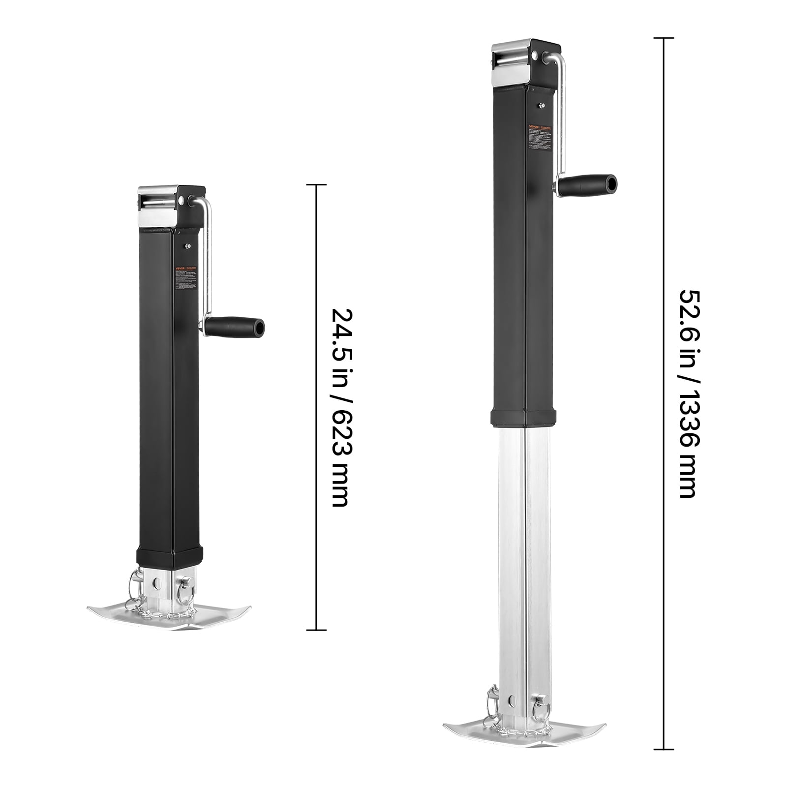 VEVOR Trailer Jack, 8000 lbs Dynamic Load Capacity, Weld-on Pipe-Mount Swivel Trailer Jack with Ergonomic Handle, 15-inch Vertical Travel, Suitable for RV, Horse,Utility,Camping and Yacht Trailers