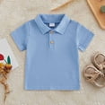 thumbnail image 2 of NIEWTR Toddler Boys Short Sleeve Polo Shirt School Uniform Solid Color Basic Button Front Soft Fabric Sizes 6T 7T 8T 9T 10T 11T 12T(A-Sky Blue,18-24 Months), 2 of 7