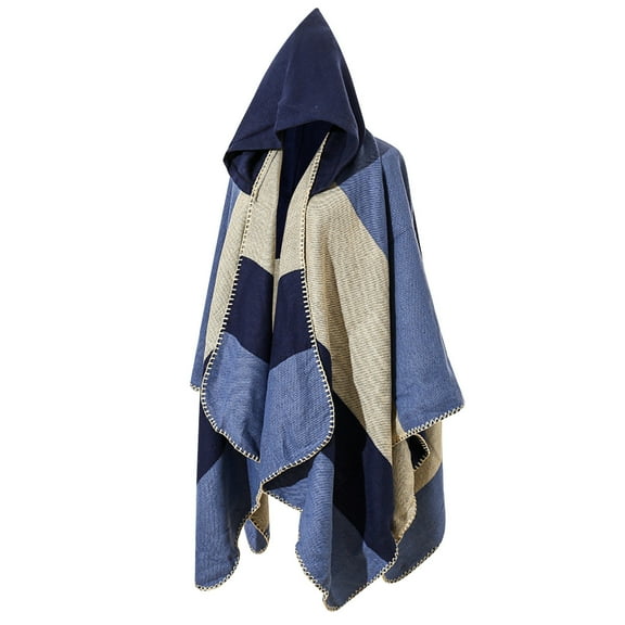 Women's European and American Fall and Winter Woven Knitted Hooded Cape Scarf Shawl