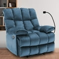 thumbnail image 5 of Oversized Recliner for Big Men, Extra Wide Manual Recliner Chair for Adults, 400LBS Capacity, Dark Blue Velvet Recliner for Living Room, 5 of 10