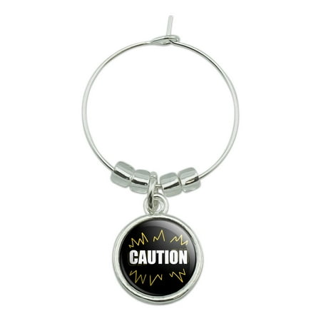 

Caution Warning Wine Glass Charm Drink Marker