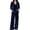 Blue, variant on Xijirk Women 2 Piece Velvet Outfit V Neck Long Sleeve Loose Top and Wide Leg Elastic Waist Pants Set for Loungewear Daily Casual Wear,Khaki,S