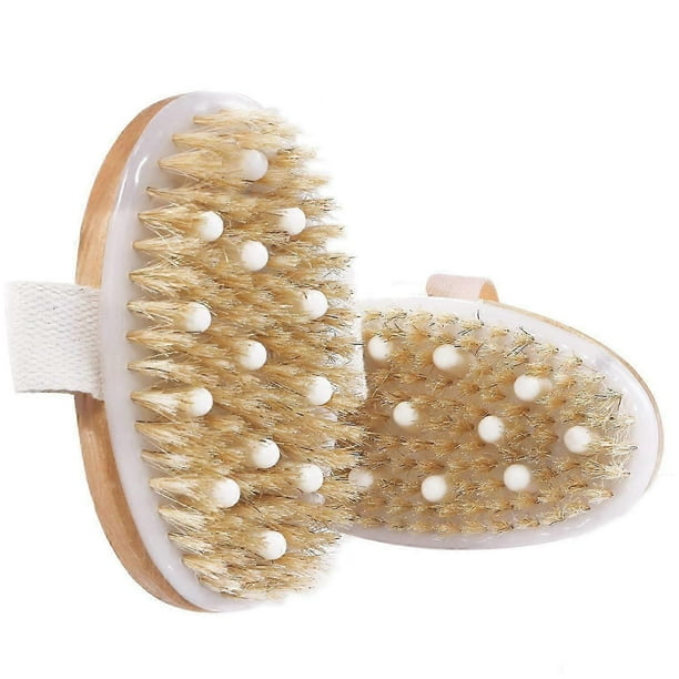 2 Pcs Dry Brushing Body Brush Bath Brush Natural Bristle Gentle Exfoliating For Softergentle Massage Nodes For Treatment Improves Lymphatic Function