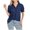 Blue, variant on Womens Casual Short Sleeve Tops Large Solid Lattice Fall Loose Button Long Sleeve Top Khaki