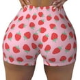thumbnail image 2 of Haiem Hand Drawn Strawberry No Front Seam Biker Shorts for Women Yoga Workout Gym Bike Shorts with Tummy Control Moisture-Wicking-Medium, 2 of 9
