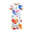 thumbnail image 4 of RANJIE Women's Valentine's Day Nightgown Heart Print Short Sleeve Sleep Shirt Dress Sleepwear, Blue XL, 4 of 5