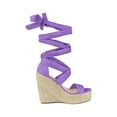 thumbnail image 3 of BLISSFUL STEP Sandales pour Femmes en Faux Suède à Plateforme Compensée à Lacets à Bout Ouvert Violet 6, 3 of 7