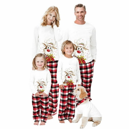 

Qiylii Family Christmas Pjs Matching Set Jammies for Adults and Kids Holiday Xmas Sleepwear Set