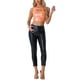thumbnail image 2 of INSPIRAR CHIC Camisetas sin mangas para mujeres, tops cortos metálicos brillantes, S, Naranja brillante, 2 of 6