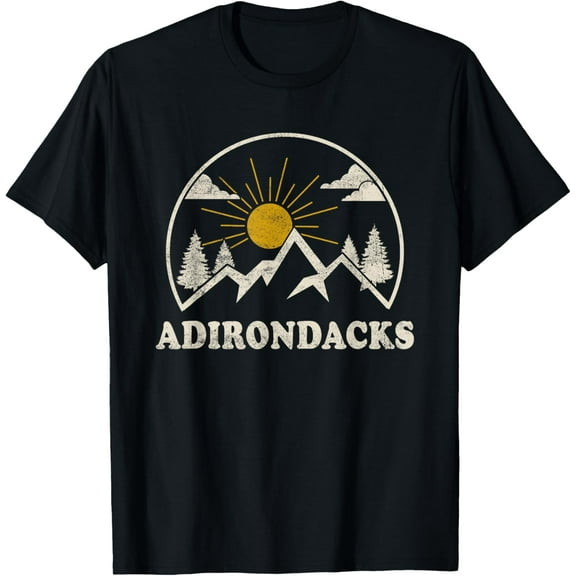 Adirondacks New York Vintage Hiking Mountains Funny Hikers T-Shirt