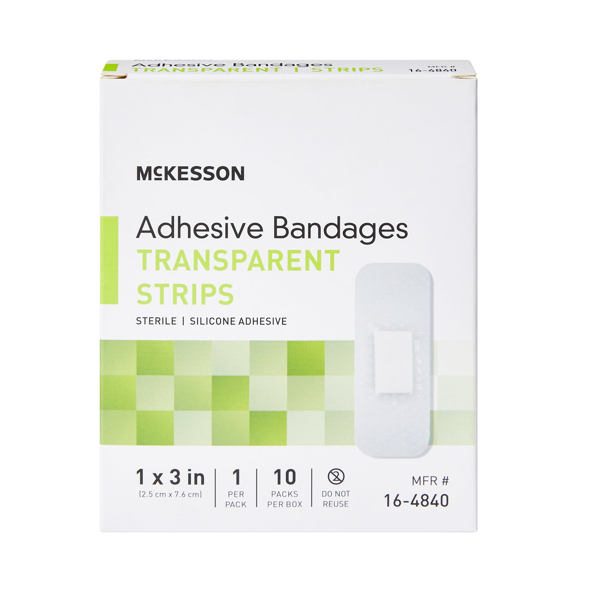 McKesson Adhesive Bandages, Transparent Strips - Sterile, 1 in. x 3 in., 10 Count, 32 Packs, 320 Total