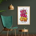 thumbnail image 2 of Saying Wall Art with Frame, Yes You Can Message Graffiti Word Bubble Style with Stars, Printed Fabric Poster for Bathroom Living Room Dorms, 23" x 35", Hot Pink Yellow and Blue, by Ambesonne, 2 of 2