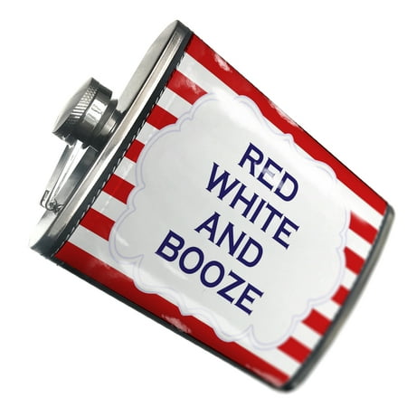 

NEONBLOND Flask Red White and Boozed Fourth of July Red Stripes