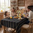 thumbnail image 2 of Sm:)e Fabric Openwork Farmhouse Style Linen Tablecloth 52x70 Inch, Yarn-Dyed Woven Table Cover for Dining Decor, Rectangle, Black, 2 of 6