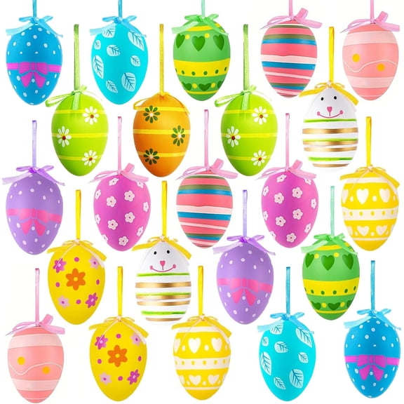 Easter Decorations-Easter Tree Ornaments-Easter Decorations Eggs Hanging Ornaments for Tree Basket Decor Supplies Home Party Favors (24pcs)