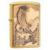 Zippo Brushed Brass Where the Eagle Dare Emblem Pocket Lighter