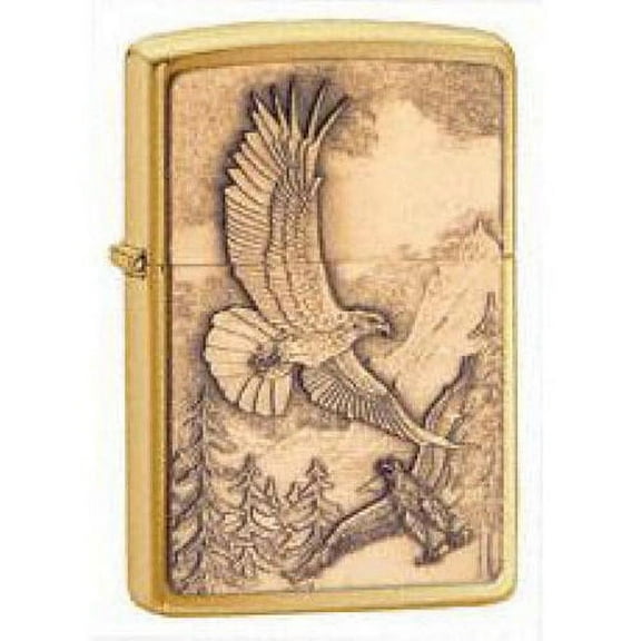 Zippo Brushed Brass Where the Eagle Dare Emblem Pocket Lighter