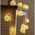 thumbnail image 1 of 9.8 Feet 20 Rattan Ball Fairy String Lights Plug In, Romantic Warm Lighting For Home Decor (warm White), 1 of 4