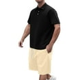 thumbnail image 5 of Yaoyar Mens Round Neck Button Detail Short Sleeve Top with Drawstring Elastic Waist Shorts Casual Two Piece Set Coordinated Outfit, 5 of 7