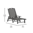 thumbnail image 5 of Merrick Lane Gaylord Set of 2 Adjustable Adirondack Loungers with Cup Holders- All-Weather Indoor/Outdoor HDPE Lounge Chairs in Gray, 5 of 12