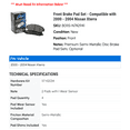 thumbnail image 2 of Front Brake Pad Set - Compatible with 2000 - 2004 Nissan Xterra 2001 2002 2003, 2 of 2