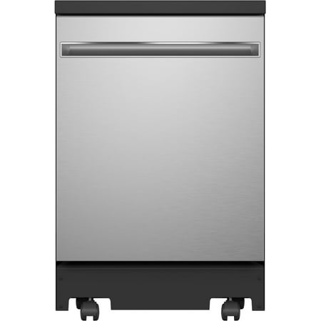 Ge Gpt225ssl 24  Wide 12 Place Setting Portable Top Control Dishwasher - Stainless Steel