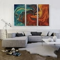 thumbnail image 2 of ARTCANVAS Teal and Orange Melted Wave Rectangle Canvas Art Print - Size: 60" x 40" (1.50" Deep) (3-Piece), 2 of 9