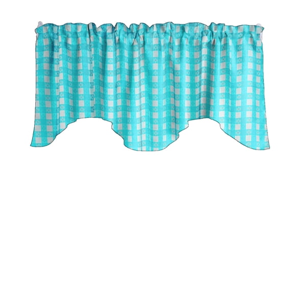 Poplin Tavern Gingham Checkered Scalloped Wave Window Valance 58" Wide / 20" Tall