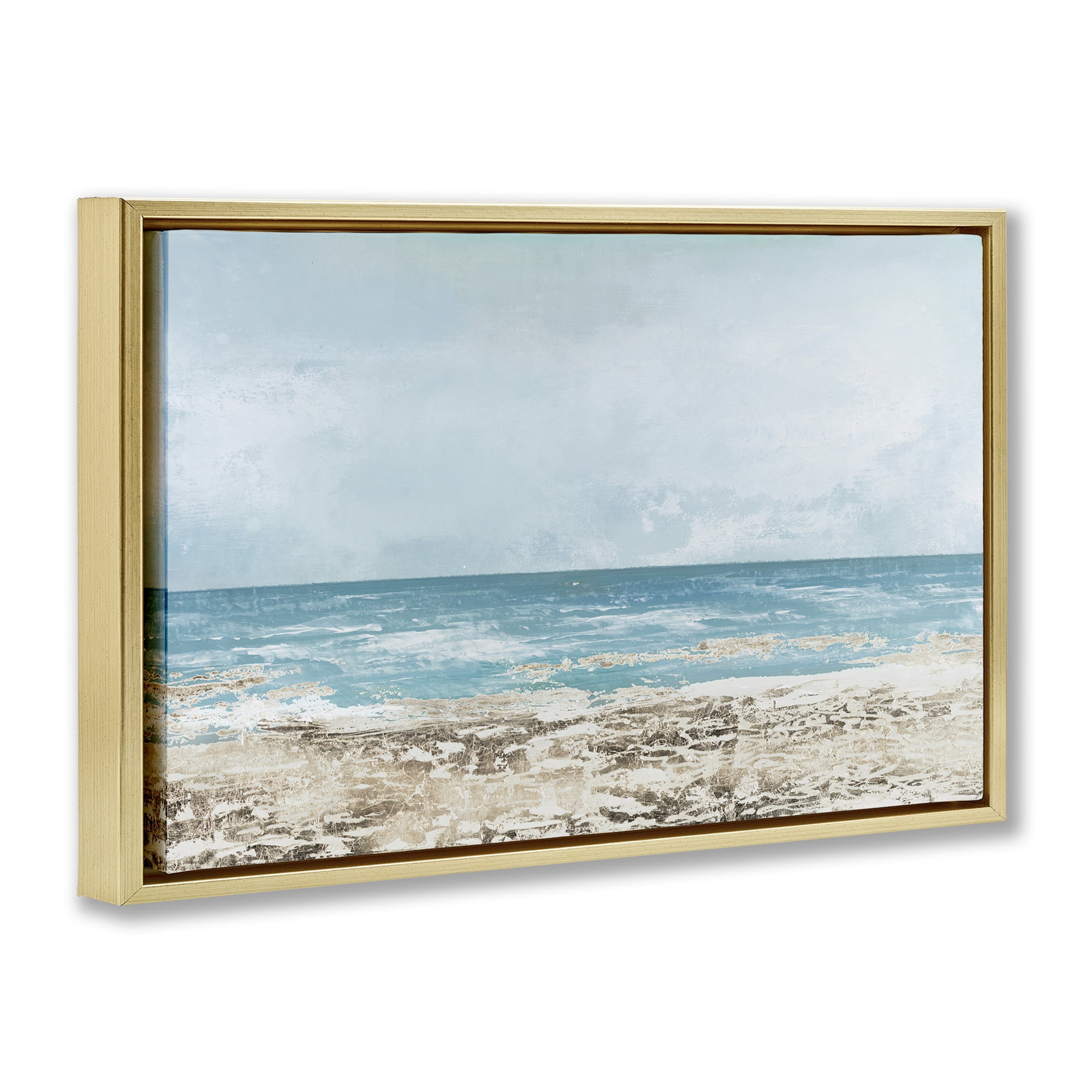 Stupell Industries Peaceful Mood Coastal Scene Gold Framed Floater Canvas Wall Art, design by Lorenzo Collective