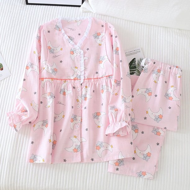 Pijamas de maternidad preparto y posparto primavera/verano otoño ropa de confinamiento de gasa transpirable absorbente de sudor