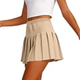 thumbnail image 5 of YUGYXL Tennis Skirts for Girls Pleated Elastic Waist Scooter Cute Golf Athletic Skort Solid Cheer School Outfits Khaki L, 5 of 5