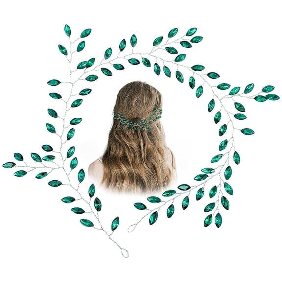 Nvzi-a Bridal Flower Wedding Hair Pins Crystal Pearl Hair Combs Clips Headpiece Gold Wedding Hair Accessories Jewelry with Rhinestone for Brides Bridesmaids Women (Green)