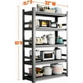 thumbnail image 3 of 5-Tier Kitchen Shelf Organizer, Metal Shelves for Storage, Load 2000 LBS, Heavy Duty Shelf Unit with Fences, Adjustable Shelf for Pantry, Kitchen and Garage,32" W*15.7" D*63" H,Black, 3 of 14