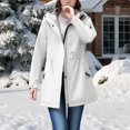 thumbnail image 2 of Vinsonshop Women Rain Jacket Long Raincoat for Women Casual Outerwear Raincoats for Women with Hood Womens Zip Up Jacket Hooded Jacket Women Hiking Jacket Women White 4XL, 2 of 9