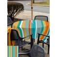 thumbnail image 5 of Outdoor Tablecloths with Umbrella Hole & Zipper, Blue Teal Orange Striped 60x60 Inch Square Tablecloths, Farmhouse Stripe Waterproof Table Cloth, Patio/Pool/Picnic Table Covers, 5 of 8