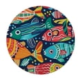 thumbnail image 2 of Nawypu Round Tablecloth Colorful Fish Round Fitted Tablecloth with Elastic Edge, Waterproof Oil Proof Table Cloth Wipe Clean Table Cover for Indoor and Outdoor, 2 of 7