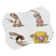 thumbnail image 1 of Ambesonne Sloth Place Mats Set of 4, Lazy Sloth Family Cartoon, Standard Size, Multicolor, 1 of 6